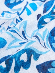 Blue Watercolour Floral Printed Short Sleeve 100% Cotton Shirt - Image 8 of 9