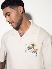 Neutral 100% Cotton Hokusai Printed Short Sleeve Shirt - Image 4 of 9