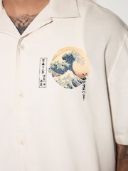 Neutral 100% Cotton Hokusai Printed Short Sleeve Shirt - Image 5 of 9