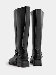 Yours Curve Black Extra Wide Fit Harness Detail Knee High Boots - Image 4 of 5