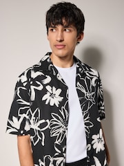 Monochrome Floral Printed Short Sleeve Shirt - Image 1 of 10