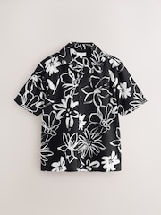 Monochrome Floral Printed Short Sleeve Shirt - Image 8 of 10