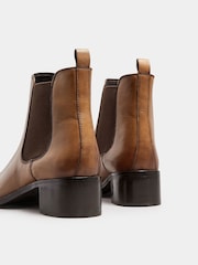 Long Tall Sally Brown Chelsea Ankle Block Heel Leather Boots - Image 4 of 5