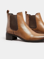 Long Tall Sally Brown Chelsea Ankle Block Heel Leather Boots - Image 5 of 5