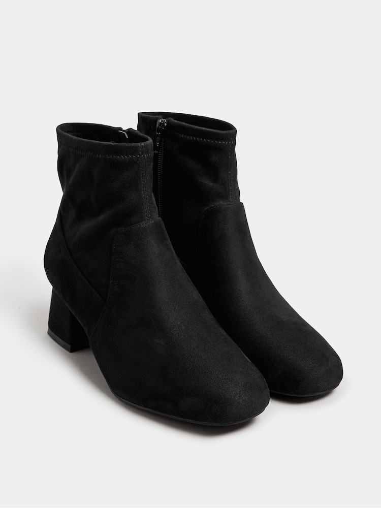 Yours Curve Black Extra-Wide Fit Block Heel Stretch Boots - Image 1 of 4