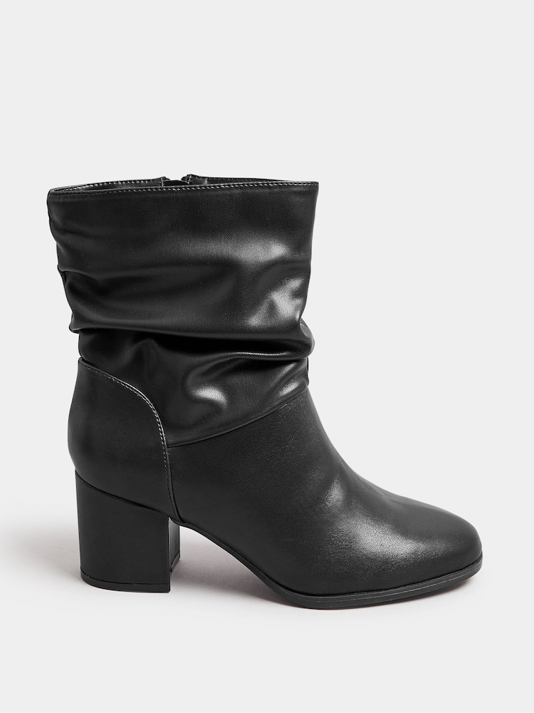 Yours Curve Black Extra Wide Fit Wide Fit Slouch Ankle PU Boots - Image 2 of 5
