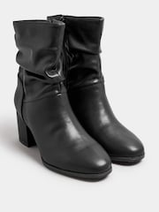Yours Curve Black Extra Wide Fit Wide Fit Slouch Ankle PU Boots - Image 3 of 5