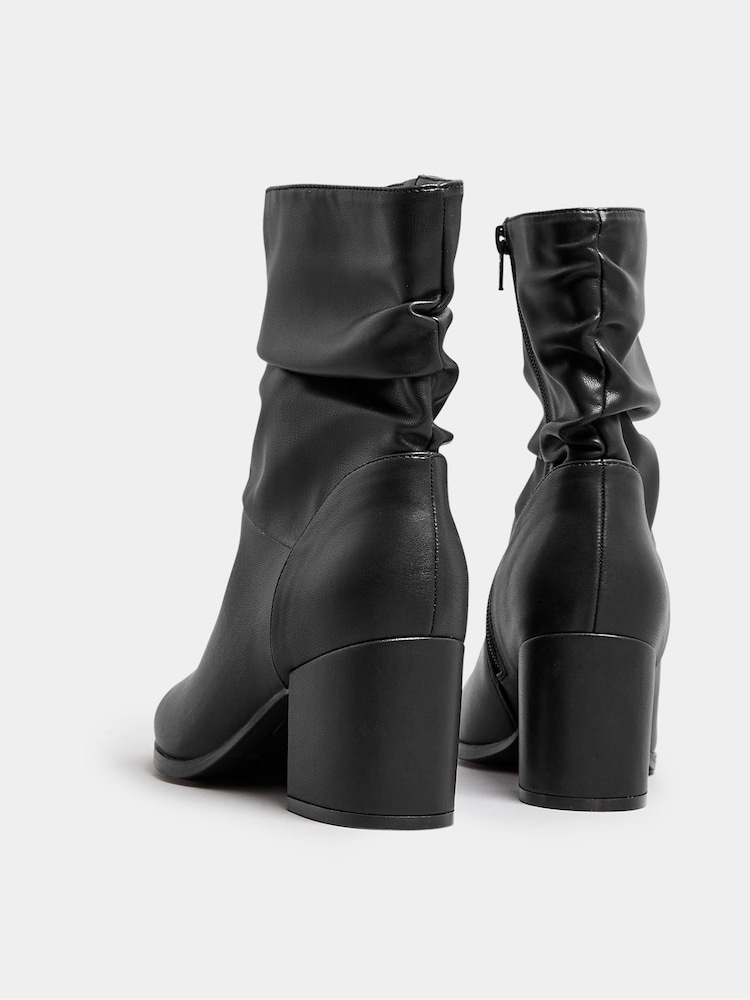 Yours Curve Black Extra Wide Fit Wide Fit Slouch Ankle PU Boots - Image 4 of 5