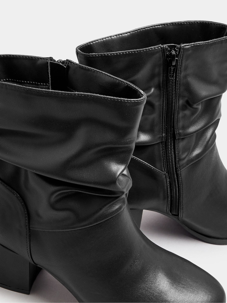 Yours Curve Black Extra Wide Fit Wide Fit Slouch Ankle PU Boots - Image 5 of 5