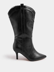 Yours Curve Black Extra Wide Fit Heeled Calf Western Boots - Image 2 of 5