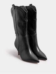 Yours Curve Black Extra Wide Fit Heeled Calf Western Boots - Image 3 of 5