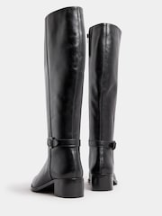 Long Tall Sally Black Knee High Block Heel Leather Boots - Image 4 of 5