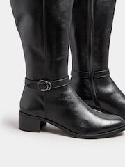 Long Tall Sally Black Knee High Block Heel Leather Boots - Image 5 of 5