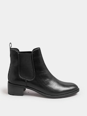 Long Tall Sally Black Chelsea Ankle Block Heel Leather Boots - Image 2 of 5