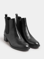 Long Tall Sally Black Chelsea Ankle Block Heel Leather Boots - Image 3 of 5