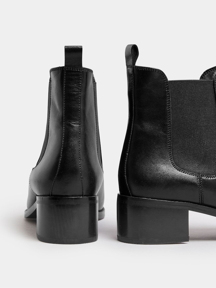Long Tall Sally Black Chelsea Ankle Block Heel Leather Boots - Image 5 of 5