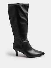 Yours Curve Black Extra-Wide Fit Point Knee High Pu Boots - Image 2 of 5