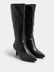 Yours Curve Black Extra-Wide Fit Point Knee High Pu Boots - Image 3 of 5