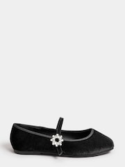 Yours Curve Black Extra Wide Fit Diamante Clasp Velvet Mary Jane Shoes - Image 3 of 5