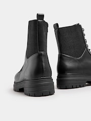 Yours Curve Black Extra Wide Fit Extra Wide Fit Panel Lace Up Chunky Boots - Image 4 of 5