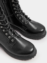 Yours Curve Black Extra Wide Fit Extra Wide Fit Panel Lace Up Chunky Boots - Image 5 of 5