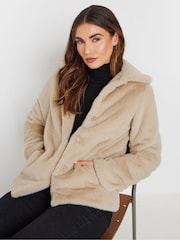 Long Tall Sally Natural Faux Fur Coat - Image 1 of 5