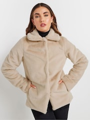Long Tall Sally Natural Faux Fur Coat - Image 2 of 5