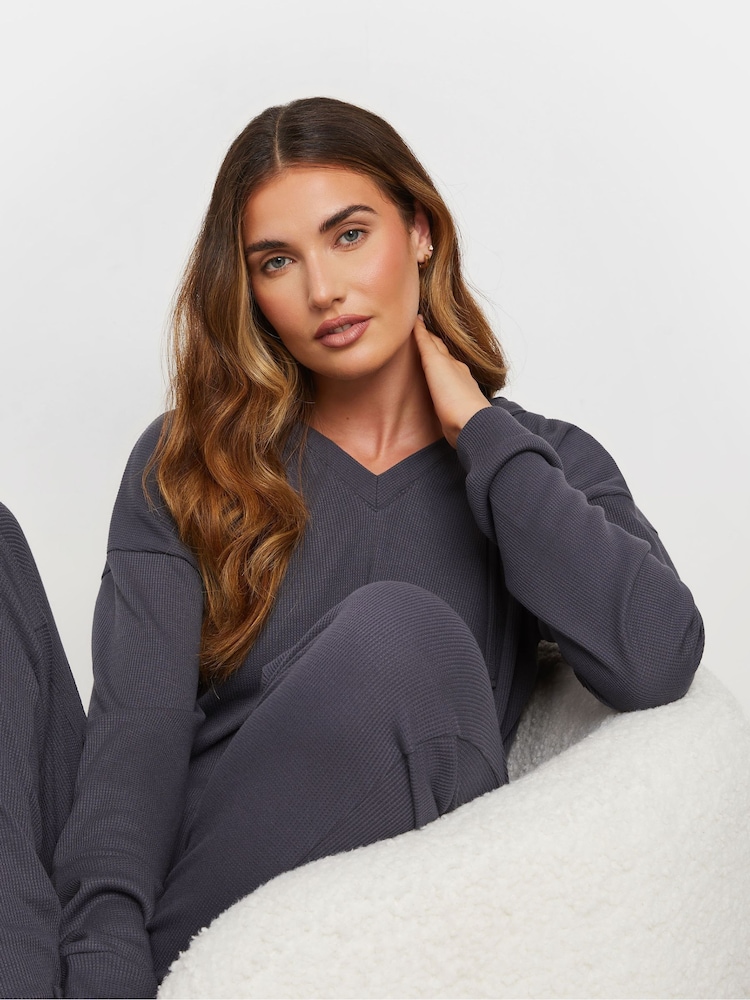 Long Tall Sally Grey Lounge Waffle Hoodie - Image 4 of 5