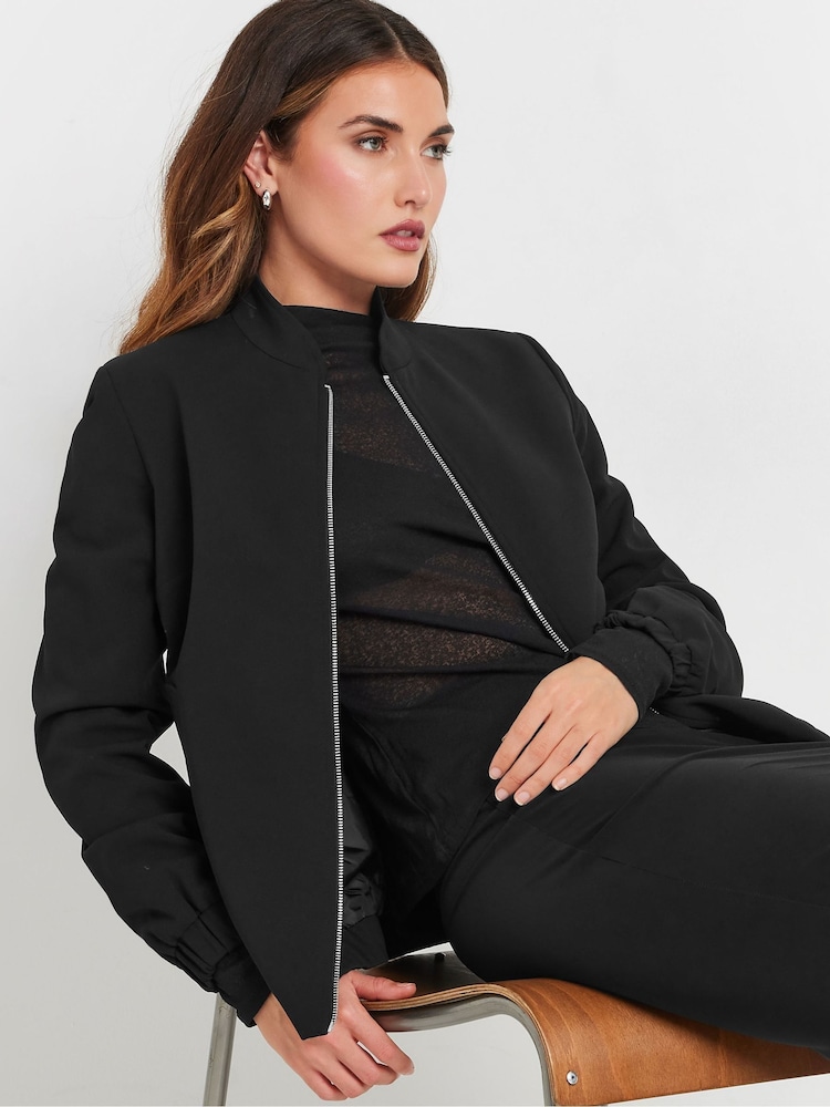 Long Tall Sally Black Scuba Bomber Jacket - Image 1 of 6