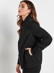 Long Tall Sally Black Scuba Bomber Jacket - Image 3 of 6