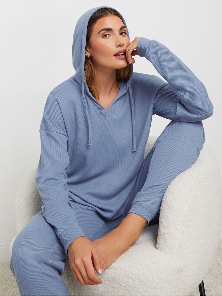 Long Tall Sally Blue Lounge Waffle Hoodie - Image 1 of 5