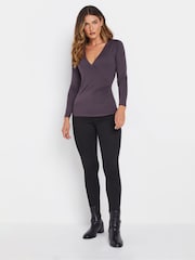 Long Tall Sally Purple Premium Long Sleeve Wrap Top - Image 2 of 5