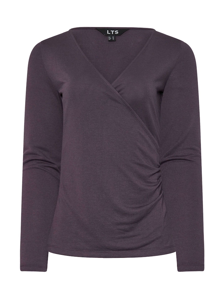 Long Tall Sally Purple Premium Long Sleeve Wrap Top - Image 5 of 5