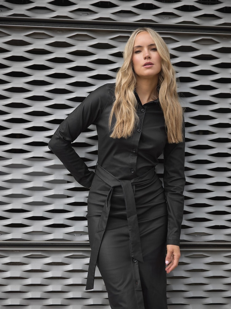 Long Tall Sally Black Coated Shirt Dress - Image 2 of 6
