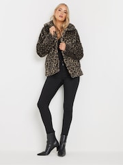 Long Tall Sally Brown Animal Print Faux Fur Coat - Image 2 of 5