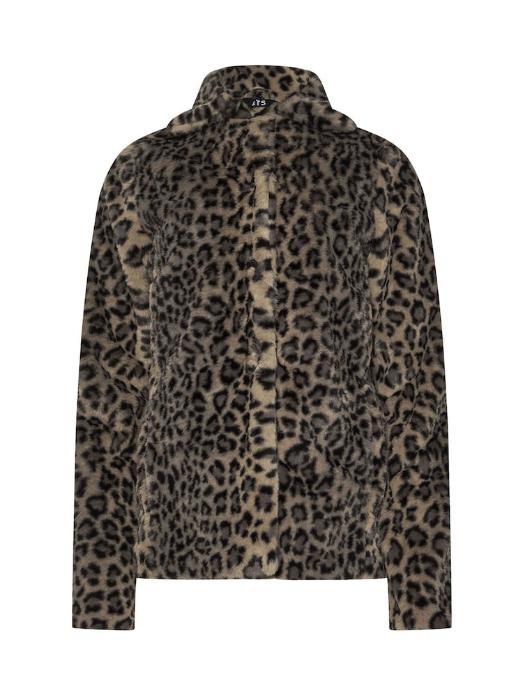 Long Tall Sally Brown Animal Print Faux Fur Coat - Image 5 of 5