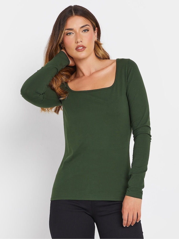 Long Tall Sally Square Neck Fitted T-Shirt 2 Pack - Bild 2 von 8 Long Tall Sally Square Neck Fitted T-Shirt 2 Pack - Bild 2 von 8