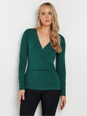 Verde - Pack de 2 camisetas de algodón de manga larga con diseño cruzado de Long Tall Sally - Imagen 2 de 8
