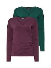 Verde - Pack de 2 camisetas de algodón de manga larga con diseño cruzado de Long Tall Sally - Imagen 6 de 8