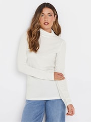 Long Tall Sally Cream Premium Long Sleeve Roll Neck Top - Image 1 of 5