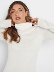 Long Tall Sally Cream Premium Long Sleeve Roll Neck Top - Image 4 of 5