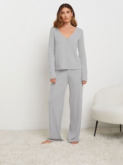 Long Tall Sally Grey Lounge Ribbed Wide Leg Pants - Image 2 of 5