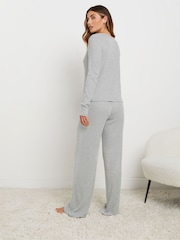Long Tall Sally Grey Lounge Ribbed Wide Leg Pants - Image 3 of 5