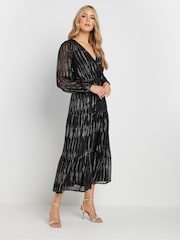 Long Tall Sally Black Jacquard Long Sleeve Dress - Image 1 of 7