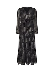 Long Tall Sally Black Jacquard Long Sleeve Dress - Image 7 of 7