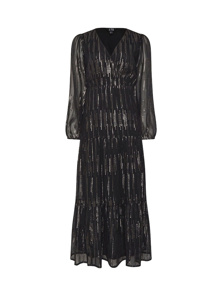 Long Tall Sally Black Jacquard Long Sleeve Dress - Image 7 of 7