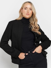 Long Tall Sally Black Boucle Bomber Jacket - Image 1 of 5