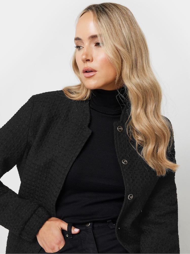 Long Tall Sally Black Boucle Bomber Jacket - Image 4 of 5