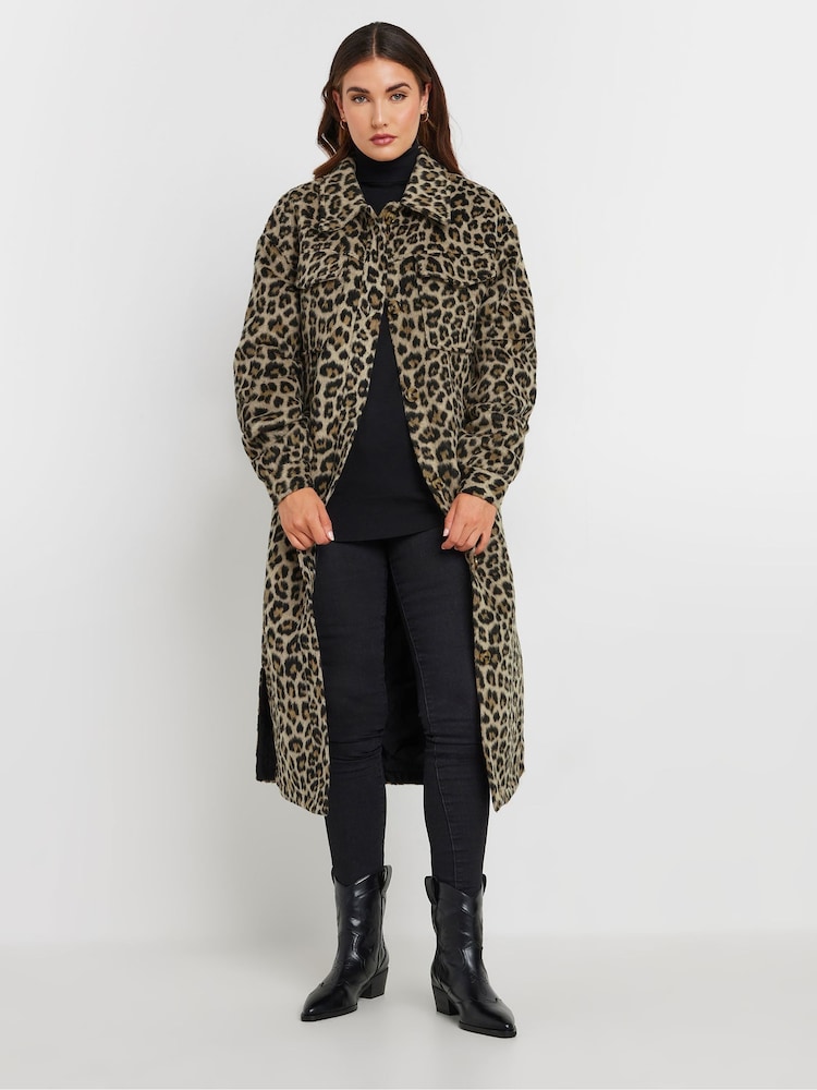 Long Tall Sally Blue Leopard Print Longline Shacket - Image 2 of 6