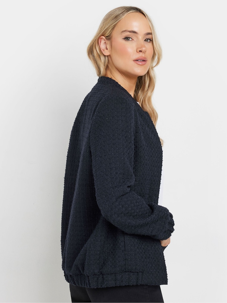 Long Tall Sally Blue Boucle Bomber Jacket - Image 3 of 5